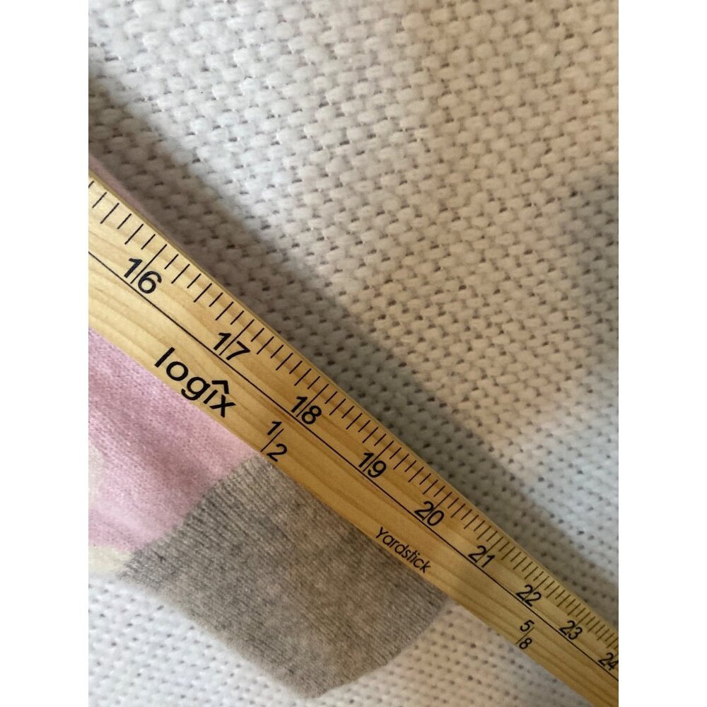 100% Cashmere Cropped Sweater Pink Gray Camouflage Raglan Soft - Picture 8 of 9